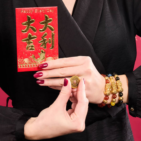 Pixiu Feng Shui Bracelet | CARBON Element | Black Agate x 18k Gold